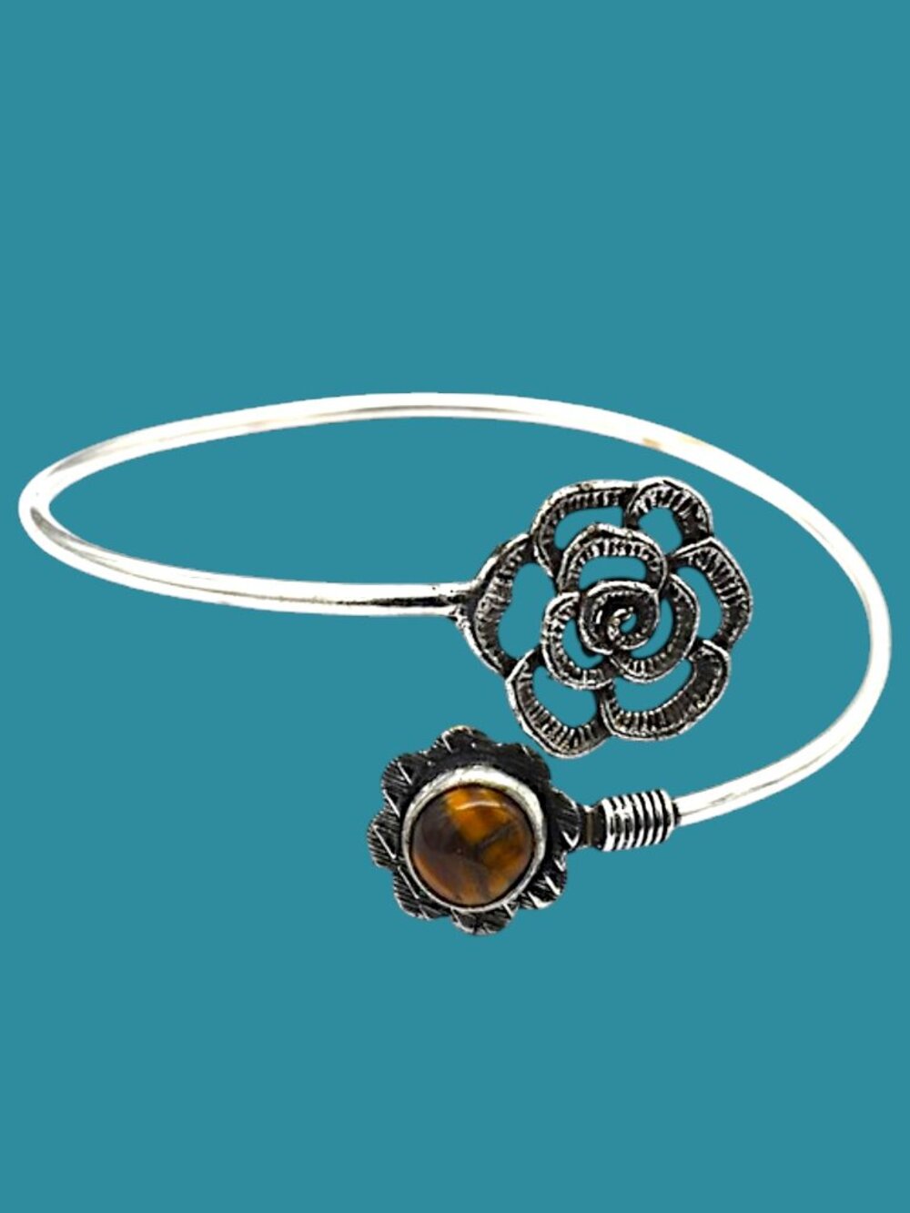 Tiger Eye Gemstone Ethnic Handmade Adjustable Bangle 8 Grams